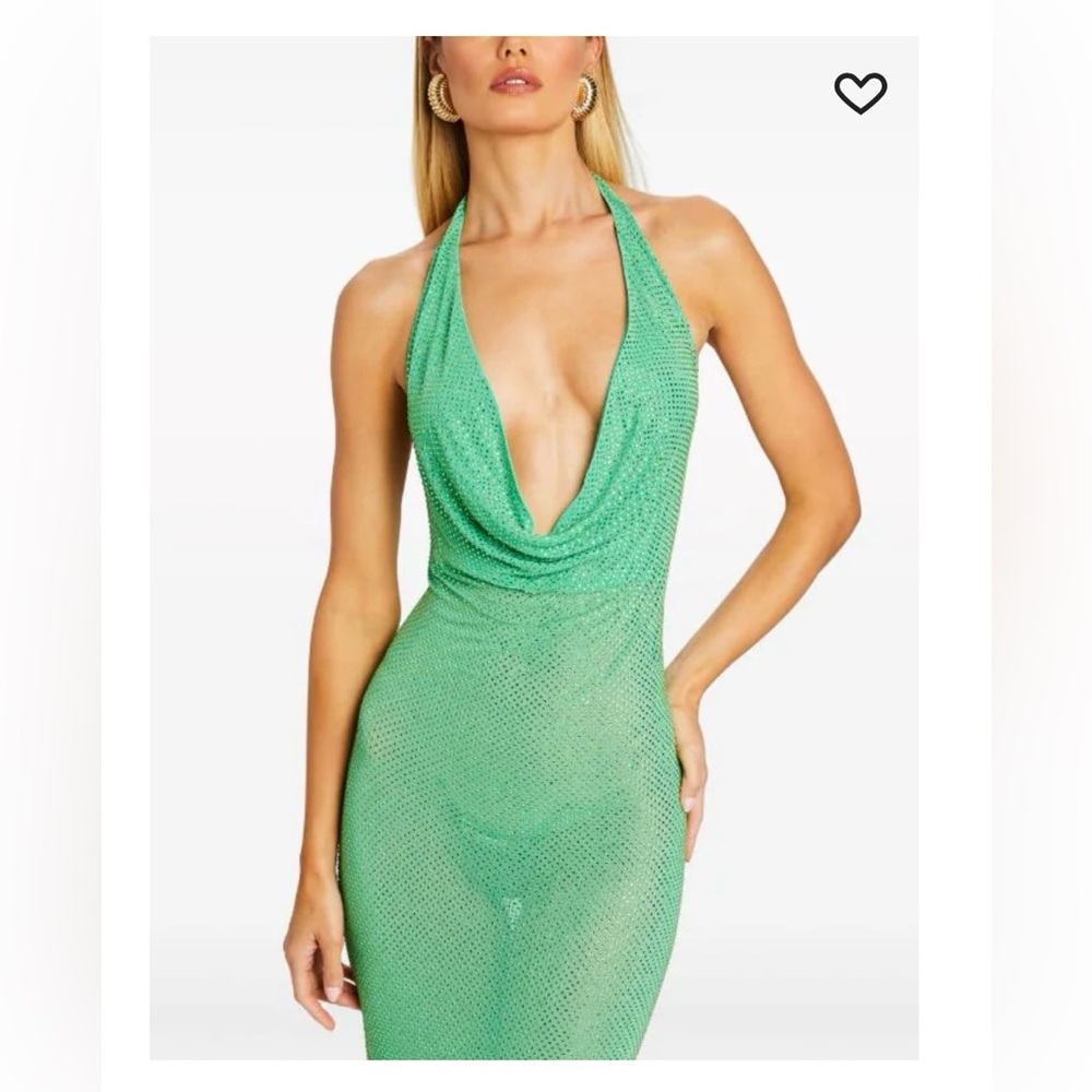 FARFETCH MEIRAN EMBELLISHED DRESS, TAGS ON $998 VALUE PISTACHIO, SIZE SMALL